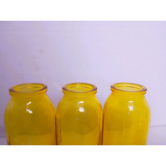 Ochre Yellow Rustic Triple Glass Jar Vase - Picture 4 of 7